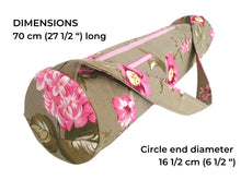 Load image into Gallery viewer, Handmade Yoga mat bag with zipper, green pink floral yoga mat carrier for women, yoga mat tote with zipper pocket, yoga bag, yoga gift idea