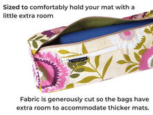 Load image into Gallery viewer, Handmade Yoga mat bag with zipper, floral yoga mat carrier, womens yoga mat holder with zipper pocket, yoga bag, yoga gifts for yoga lover