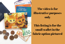 Load image into Gallery viewer, Womens minimalist small wallet for cat lover, cat fabric slim wallet for women, teen wallet, pocket wallet, business card credit card holder