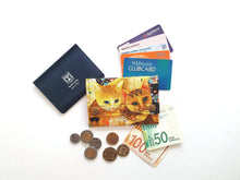 Load image into Gallery viewer, Womens minimalist small wallet for cat lover, cat fabric slim wallet for women, teen wallet, pocket wallet, business card credit card holder