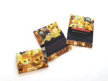 Load image into Gallery viewer, Womens minimalist small wallet for cat lover, cat fabric slim wallet for women, teen wallet, pocket wallet, business card credit card holder