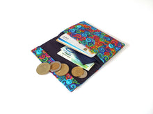Load image into Gallery viewer, Minimalist mini wallet for women and teenage girls, colorful swirl fabric small wallet, teen wallet, pocket wallet, credit card holder