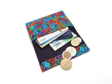 Load image into Gallery viewer, Minimalist mini wallet for women and teenage girls, colorful swirl fabric small wallet, teen wallet, pocket wallet, credit card holder