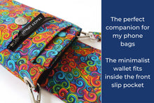 Load image into Gallery viewer, Minimalist mini wallet for women and teenage girls, colorful swirl fabric small wallet, teen wallet, pocket wallet, credit card holder