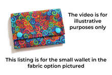 Load image into Gallery viewer, Minimalist mini wallet for women and teenage girls, colorful swirl fabric small wallet, teen wallet, pocket wallet, credit card holder
