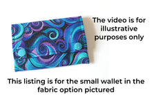 Load image into Gallery viewer, Mini wallet for women and teenage girls, retro swirl fabric small minimalist wallet, teen wallet, pocket wallet, credit card holder pouch