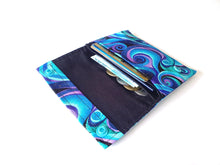 Load image into Gallery viewer, Mini wallet for women and teenage girls, retro swirl fabric small minimalist wallet, teen wallet, pocket wallet, credit card holder pouch