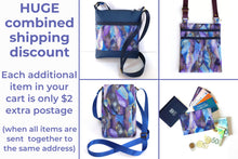 Load image into Gallery viewer, Small minimalist wallet for women and teen girls, blue and purple fabric slim vegan wallet, gift for teenage daughter or niece, gift for mom