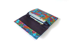 Load image into Gallery viewer, Minimalist mini wallet for women and teenage girls, colorful swirl fabric small wallet, teen wallet, pocket wallet, credit card holder