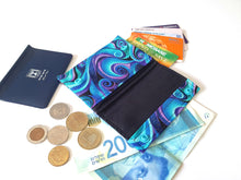 Load image into Gallery viewer, Mini wallet for women and teenage girls, retro swirl fabric small minimalist wallet, teen wallet, pocket wallet, credit card holder pouch