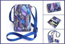Load image into Gallery viewer, Small minimalist wallet for women and teen girls, blue and purple fabric slim vegan wallet, gift for teenage daughter or niece, gift for mom
