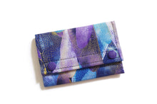 Load image into Gallery viewer, Small minimalist wallet for women and teen girls, blue and purple fabric slim vegan wallet, gift for teenage daughter or niece, gift for mom
