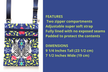 Load image into Gallery viewer, Small crossbody purse - double zipper slim phone bag - Zebra fabric
