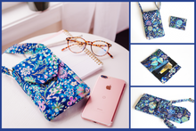 Load image into Gallery viewer, Blue fabric minimalist wallet - small wallet for credit cards and cash