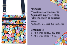 Load image into Gallery viewer, small crossbody purse - double zipper phone bag - floral fabric - Tracey Lipman
