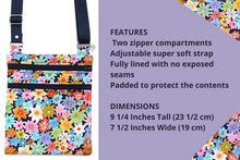Load image into Gallery viewer, small crossbody purse - double zipper phone bag - floral fabric - Tracey Lipman