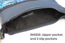 Load image into Gallery viewer, Blue vegan leather small crossbody bag - minimalist zip top purse