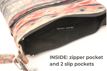 Load image into Gallery viewer, Red gray black canvas and vegan leather small crossbody bag for women