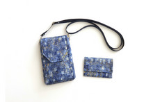 Load image into Gallery viewer, Blue fabric small minimalist wallet - front pocket card holder wallet