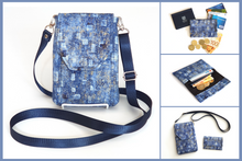 Load image into Gallery viewer, Blue fabric small minimalist wallet - front pocket card holder wallet