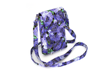 Load image into Gallery viewer, Purple floral crossbody phone bag - grab and go bag for everyday carry