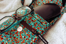 Load image into Gallery viewer, cell phone pouch - mobile phone bag in teal and brown mosaic fabric - Tracey Lipman