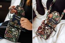 Load image into Gallery viewer, Cell phone purse - small crossbody bag - phone bag - gray floral