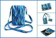 Load image into Gallery viewer, Slim minimalist wallet - blue wave fabric front pocket wallet