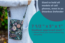 Load image into Gallery viewer, Cell phone purse - small crossbody bag - phone bag - gray floral