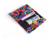 Load image into Gallery viewer, Colorful retro spiral fabric small minimalist wallet - mini wallet