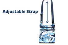 Load image into Gallery viewer, Shark print small crossbody bag for women and teenage or tween girls