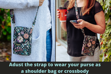 Load image into Gallery viewer, Cell phone purse - small crossbody bag - phone bag - gray floral