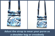 Load image into Gallery viewer, Shark print small crossbody bag for women and teenage or tween girls
