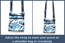 Load image into Gallery viewer, Shark print small crossbody bag for women and teenage or tween girls