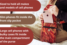 Load image into Gallery viewer, Cell phone purse - burnt orange marble design