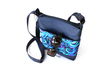 Load image into Gallery viewer, Blue vegan leather small crossbody bag - minimalist zip top purse