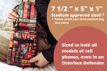 Load image into Gallery viewer, Phone bag for book lovers - small crossbody / shoulder bag book fabric