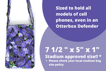 Load image into Gallery viewer, Purple floral crossbody phone bag - grab and go bag for everyday carry