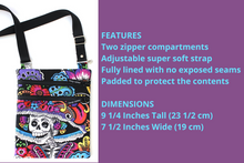 Load image into Gallery viewer, Catrina Day of the Dead Small Crossbody Bag - double zipper phone bag - Tracey Lipman