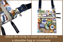 Load image into Gallery viewer, small crossbody bag - travel labels fabric travel bag - Tracey Lipman