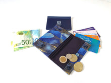 Load image into Gallery viewer, Blue fabric minimalist wallet - small card and cash wallet for women
