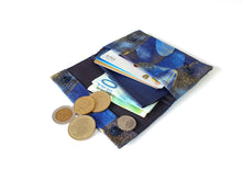 Load image into Gallery viewer, Blue fabric minimalist wallet - small card and cash wallet for women
