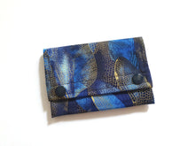 Load image into Gallery viewer, Blue fabric minimalist wallet - small card and cash wallet for women
