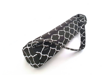 Load image into Gallery viewer, Handmade Yoga mat bag with zipper - black and white geometric fabric
