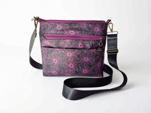 Load image into Gallery viewer, Vegan faux leather purple and black crossbody bag for women
