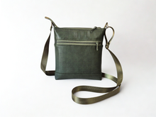 Load image into Gallery viewer, Olive green vegan leather small crossbody bag for women
