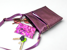 Load image into Gallery viewer, Vegan faux leather purple small crossbody bag for women
