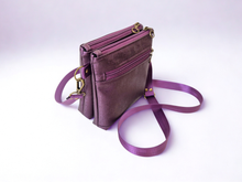 Load image into Gallery viewer, Purple vegan faux leather small crossbody bag for women
