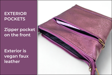 Load image into Gallery viewer, Vegan faux leather purple small crossbody bag for women
