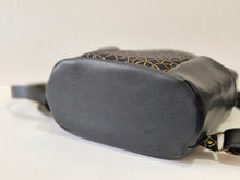Load image into Gallery viewer, Handmade black vegan leather backpack purse for women - faux leather

